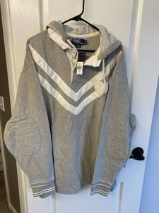 NWT Ralph Lauren polo long sleeve with hood original $128 grey and white 3XB BIG